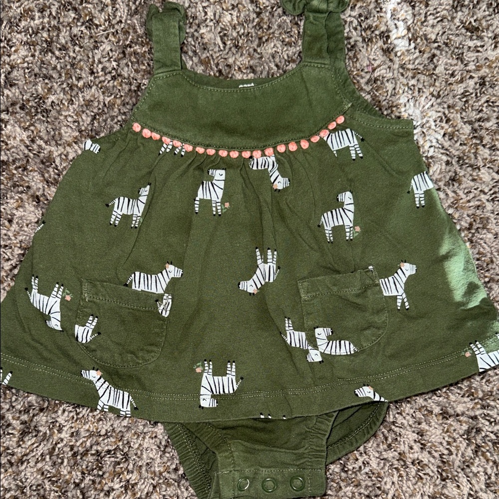 Carter's Green Zebra Print Diaper Cover